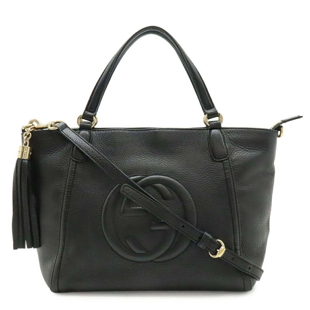 GUCCI Black Leather Shoulder Bag